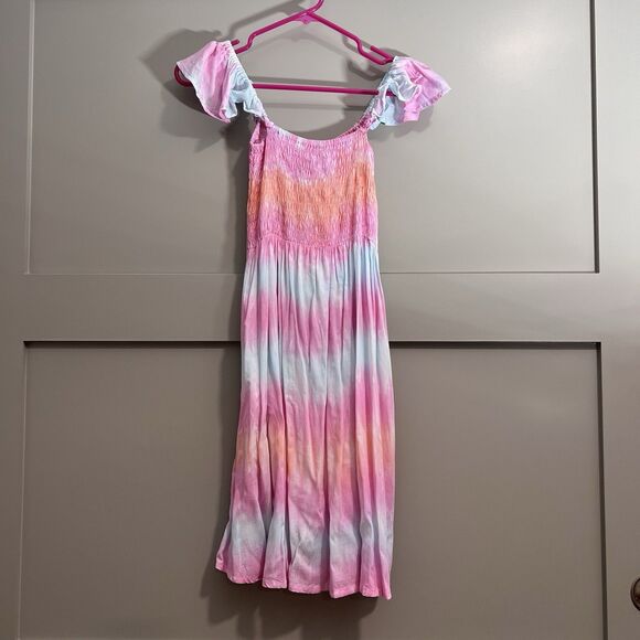 Tiare Hawaii Hollie Mini Dress Tie Dye Ombré Women One Size Flutter Sleeve Beach - Picture 4 of 14